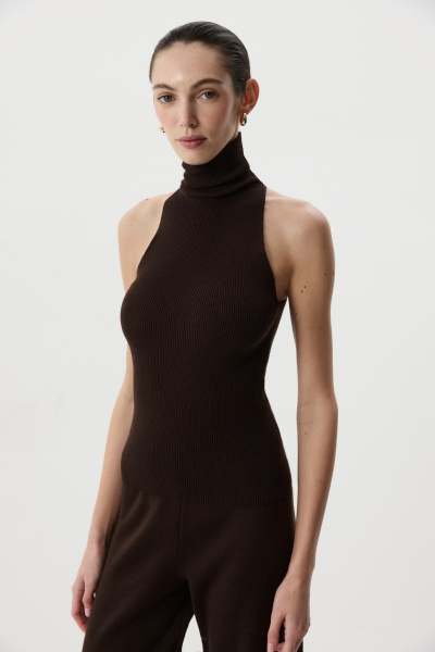 Топ-халтер вязаный (Шоколадный) (M) 