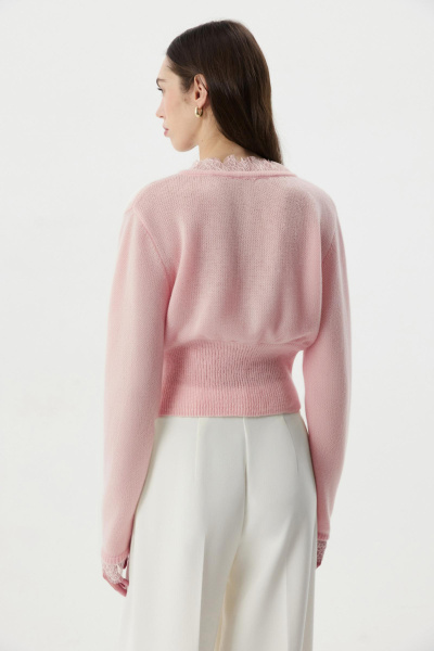 Кардиган с кружевом (Розовый) (M) 