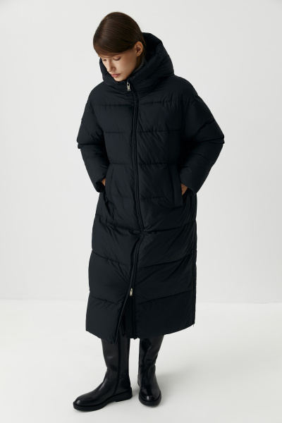 Пальто макси утепленное (черный) (XS) 