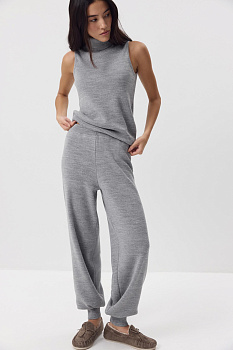 Брюки - джоггеры вязаные с шерстью (серый)