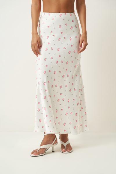 Юбка макси с принтом (XS, молочный)