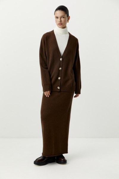 Кардиган удлиненный базовый (коричневый) (M/L) 