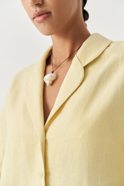 Рубашка изо льна с круглыми лацканами (желтый) (M/L) 