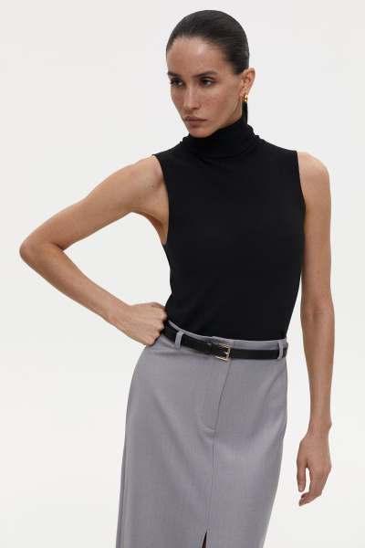 Топ с воротником-стойкой (M, черный)