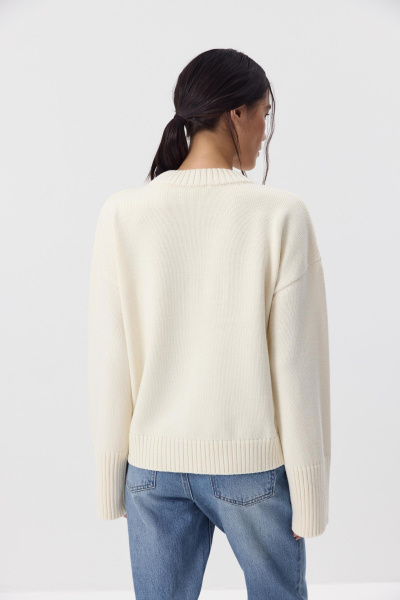 Джемпер из мериносовой шерсти с круглым вырезом (Ванильный) (one size) 