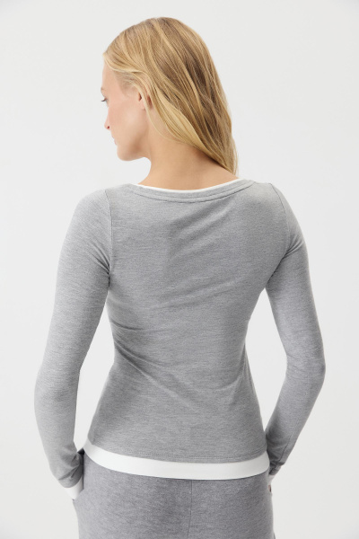 Лонгслив с элементом многослойности (Серый меланж) (M) 