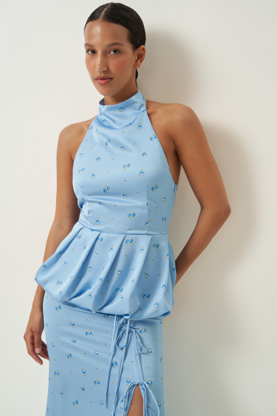 Блузка типа "топ" с принтом (голубой) (M) 