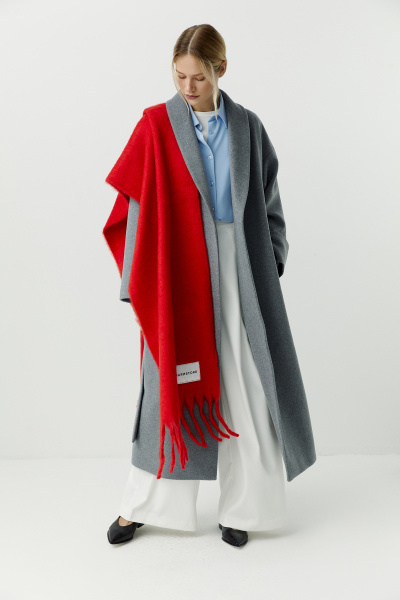 Шарф объемный с бахромой (красный) (one size) 