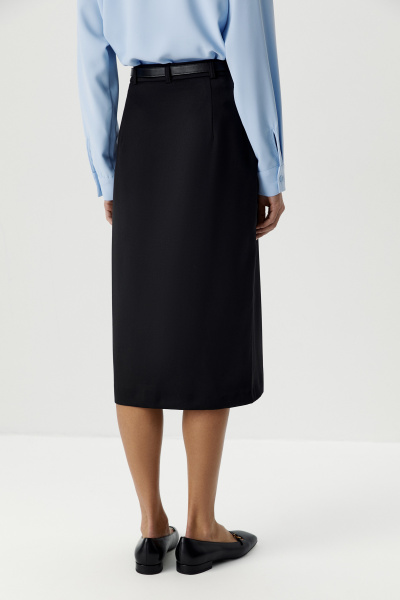 Юбка из костюмной ткани до колена (черный) (XS) 