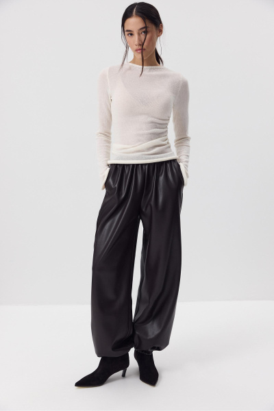 Лонгслив вязанный со сборкой (Молочный) (M) 