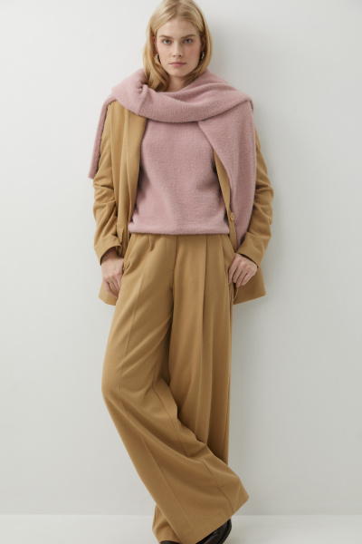 Брюки силуэта палаццо из костюмной ткани (светло-коричневый) (L) 