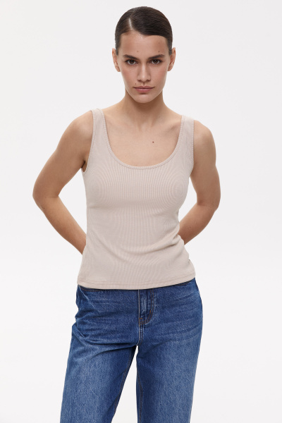 Топ базовый на бретелях (XS, бежевый)