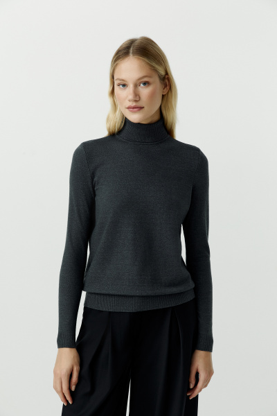 Водолазка вязаная классическая (антрацит) (L) 