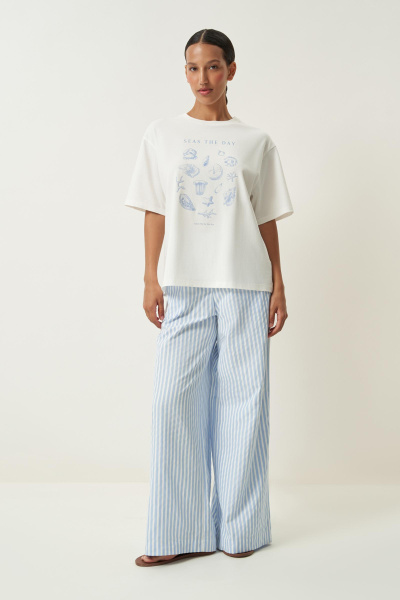 Футболка с принтом SEAS THE DAY (молочный) (M/L)