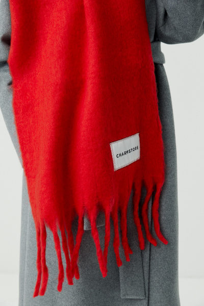 Шарф объемный с бахромой (красный) (one size) 