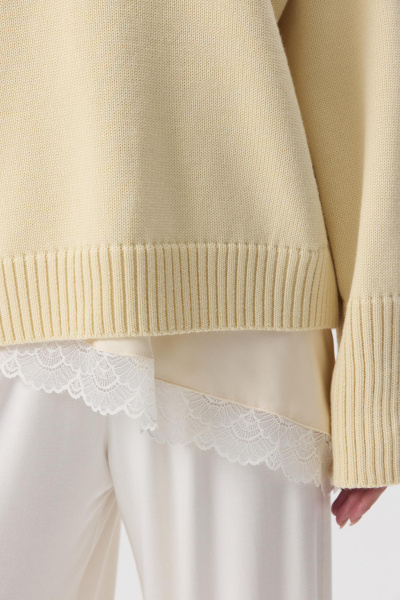 Джемпер из мериносовой шерсти с круглым вырезом (Сливочный) (one size) 