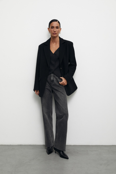 Пиджак из пальтовой ткани (M/L, черный) 2159