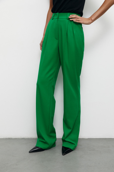 Брюки широкие с защипами (травяной) (L) 