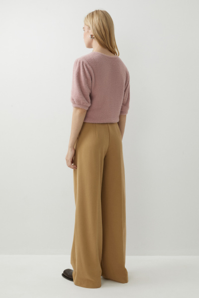Брюки силуэта палаццо из костюмной ткани (светло-коричневый) (L) 