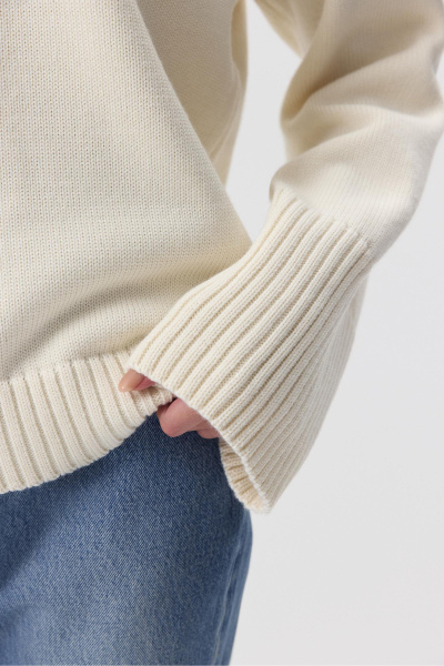 Джемпер из мериносовой шерсти с круглым вырезом (Ванильный) (one size) 