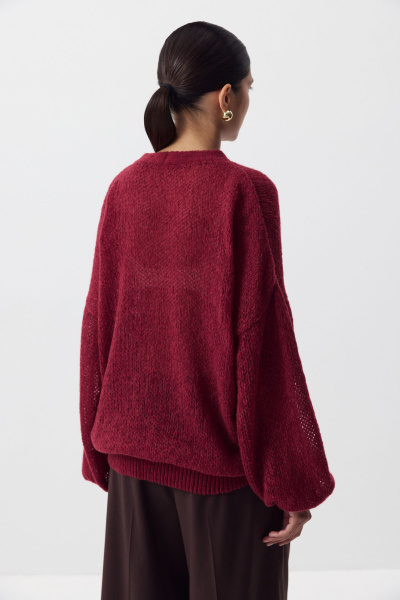 Кардиган ажурной вязки (винный) (one size) 