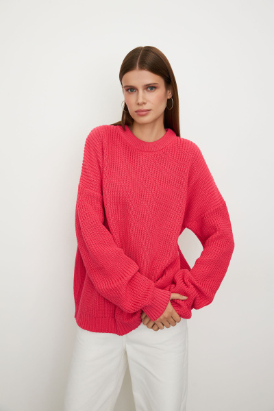 Свитер базовый из хлопка (one size, малиновый) 