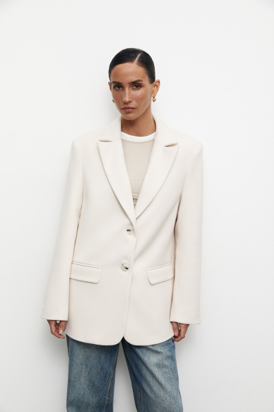 Пиджак из пальтовой ткани (M/L, кремовый) 2177