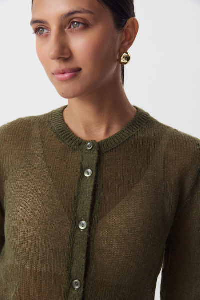 Кардиган с тонкой планкой (хаки) (M) 