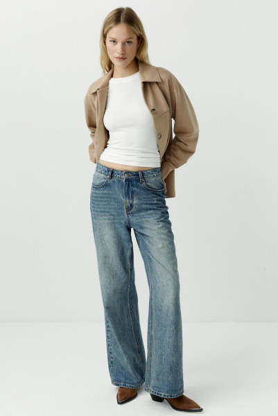 Джинсы с высокой посадкой/Denim pants with high waist (26/XS, пыльно-синий/dusty blue) 2805