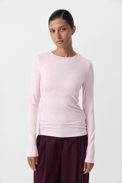 Лонгслив базовый из вискозы (розовый) (M) 
