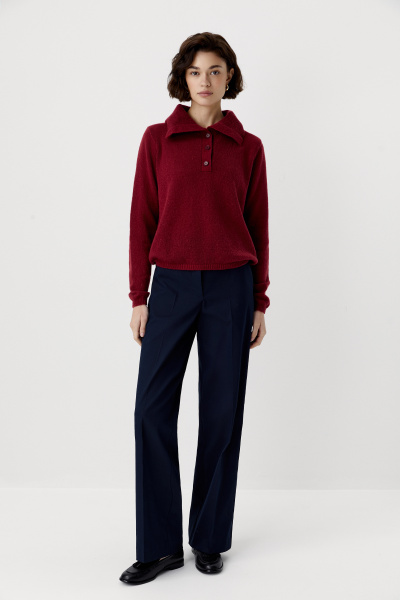 Брюки прямого силуэта из костюмной ткани (синий) (XS) 