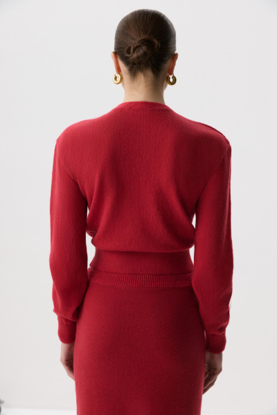 Кардиган с декоративной сборкой (винный) (M) 