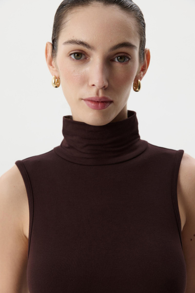 Боди  с воротником-стойкой (Шоколадный) (M) 