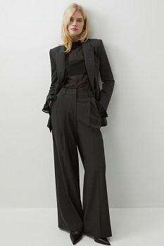 Брюки силуэта палаццо из костюмной ткани (серый)