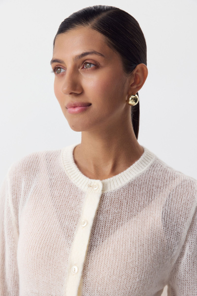 Кардиган с тонкой планкой (молочный) (M) 