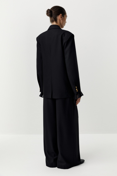 Пиджак двубортный с декоративными пуговицами (черный) (XS) 