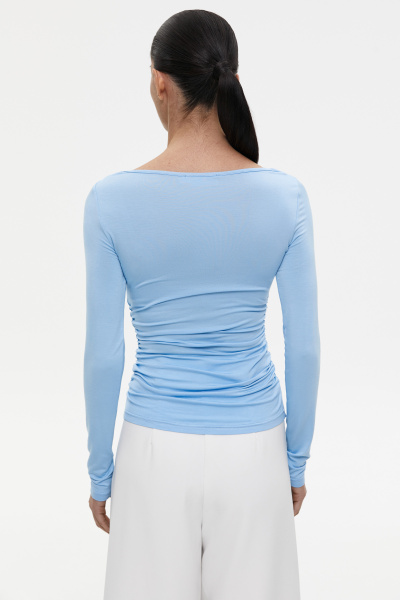Лонгслив со сборкой из вискозы (голубой) (XS)