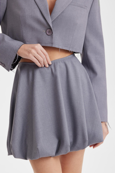 Юбка баллон из костюмной ткани (серый) (M) 