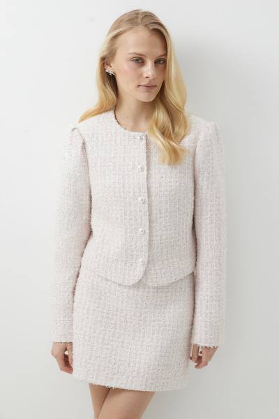 Жакет из твида (розовый) (M) 