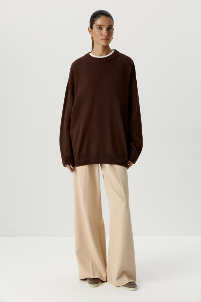 Свитер оверсайз из хлопка (one size, шоколадный) 