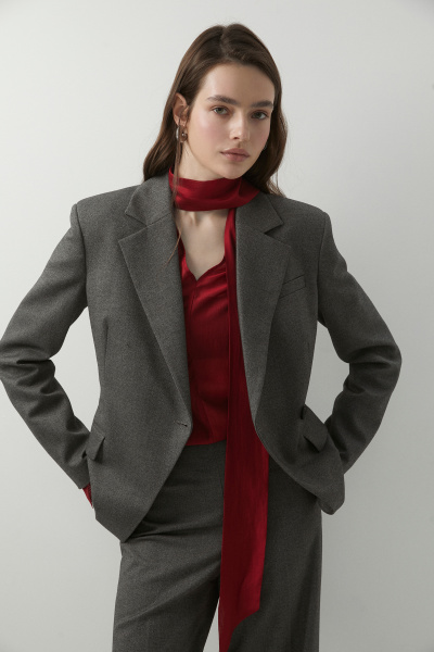 Пиджак однобортный приталенный (темно-серый меланж) (XS) 