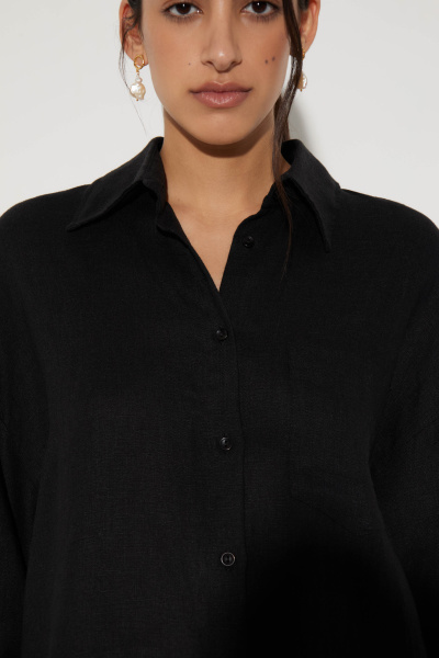 Рубашка с длинным рукавом изо льна (M/L, черный) 2159