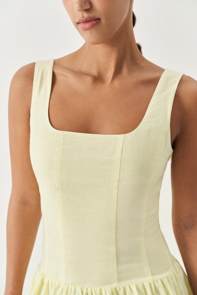 Платье баллон изо льна (желтый) (XS)