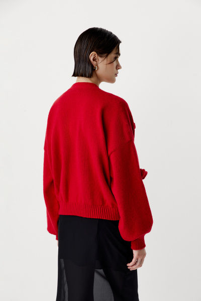 Кардиган с декоративными розами (красный) (M/L) 