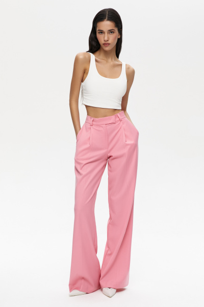 Брюки широкие с заниженной талией (XS, розовый) 