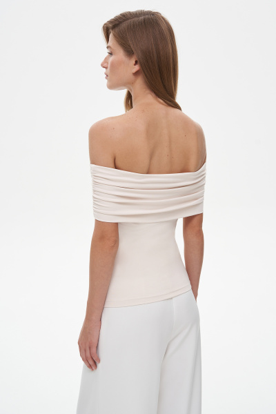 Топ со сборкой и спущенным плечом, кремовый (XS) 