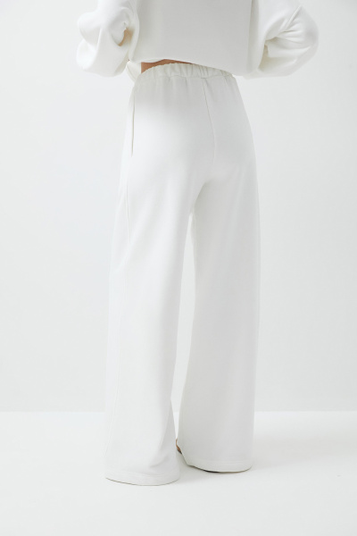 Брюки широкие из футера (белый) (M) 