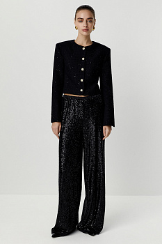 Брюки из ткани с пайетками (черный)