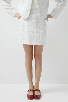 Юбка мини из твида (белый)