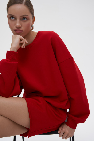 Свитшот базовый из футера (M/L, алый) 2202